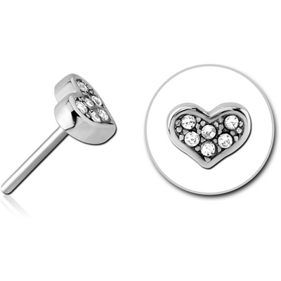 SURGICAL STEEL JEWELLED THREADLESS ATTACHMENT - HEART