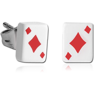 PAIR OF ACRYLIC PLAYING CARDS EAR STUDS-DIAMOND