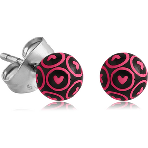 PAIR OF PRINTED UV ACRYLIC BALL EAR STUDS