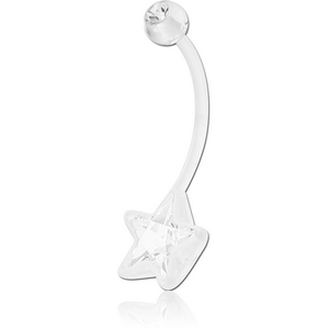 PTFE FANCY JEWELLED STAR NAVEL BANANA WITH UV BALL