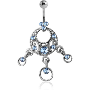 RHODIUM PLATED JEWELLED FASHION NAVEL BANANA