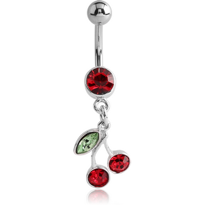 RHODIUM PLATED JEWELLED FASHION NAVEL BANANA