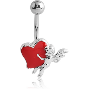 RHODIUM PLATED FASHION NAVEL BANANA - CUPID