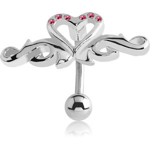 RHODIUM PLATED JEWELLED FASHION NAVEL BANANA