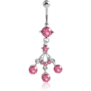 RHODIUM PLATED JEWELLED FASHION NAVEL BANANA