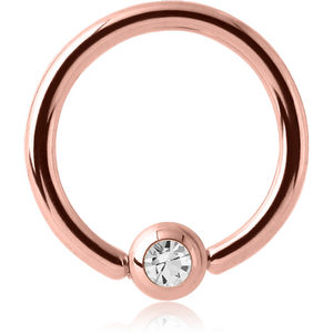 ROSE GOLD PVD COATED SURGICAL STEEL PREMIUM CRYSTAL JEWELLED BALL CLOSURE RING
