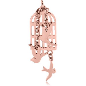 ROSE GOLD PVD COATED BRASS CHARM - BIRDCAGE
