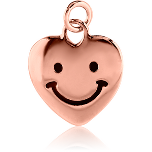 ROSE GOLD PVD COATED BRASS CHARM - HEART SMILEY