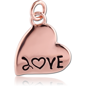 ROSE GOLD PVD COATED BRASS CHARM - LOVE HEART