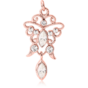 ROSE GOLD PVD COATED BRASS JEWELLED BUTTERFLY CHARM