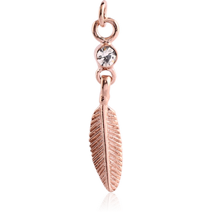 ROSE GOLD PVD COATED BRASS JEWELLED FEATHER CHARM