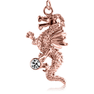 ROSE GOLD PVD COATED BRASS JEWELLED DRAGON CHARM