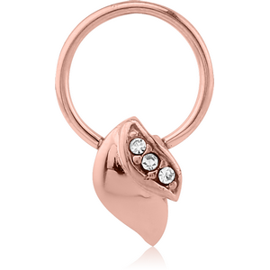 ROSE GOLD PVD COATED SURGICAL STEEL JEWELLED BALL CLOSURE RING