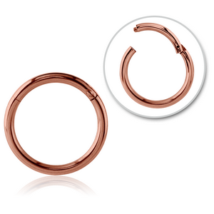 ROSE GOLD PVD COATED SURGICAL STEEL HINGED SEGMENT RING