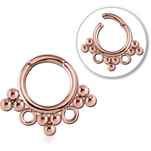 ROSE GOLD PVD COATED SURGICAL STEEL HINGED SEGMENT RING