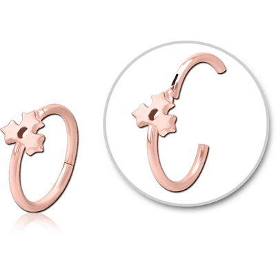 ROSE GOLD PVD COATED SURGICAL STEEL HINGED SEPTUM RING - TRIPLE STAR