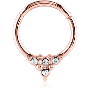 ROSE GOLD PVD COATED SURGICAL STEEL ROUND JEWELLED HINGED SEPTUM RING