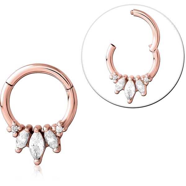 ROSE GOLD SURGICAL STEEL JEWELLED HINGED SEGMENT RING
