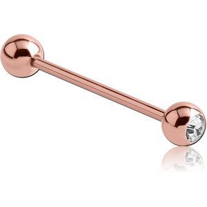 ROSE GOLD PVD COATED SURGICAL STEEL PREMIUM CRYSTAL JEWELLED BARBELL