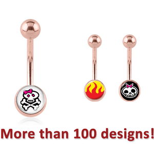 ROSE GOLD PVD COATEDSURGICAL STEEL PICTURE NAVEL BANANA