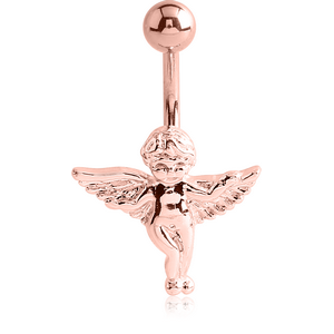 GOLD PVD COATED BRASS JEWELLED NAVEL BANANA - ANGLE
