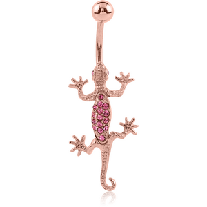 ROSE GOLD PVD COATED BRASS JEWELLED NAVEL BANANA - SALAMANDER