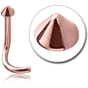 ROSE GOLD PVD COATED SURGICAL STEEL CURVED CONE NOSE STUD