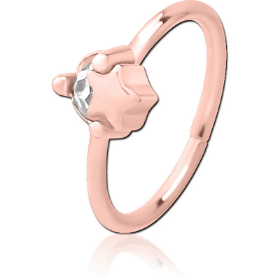 ROSE GOLD PVD COATED SURGICAL STEEL JEWELLED SEAMLESS RING - STAR AND GEM
