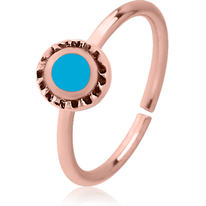 ROSE GOLD PVD COATED SURGICAL STEEL SEAMLESS RING WITH ENAMEL - CIRCLE