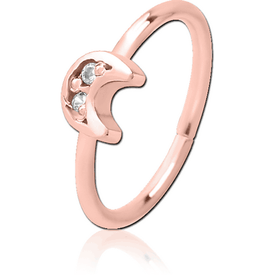 ROSE GOLD PVD COATED SURGICAL STEEL JEWELLED SEAMLESS RING - CRESCENT PRONGS
