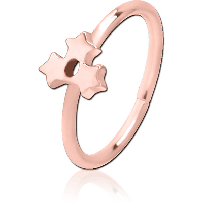 ROSE GOLD PVD COATED SURGICAL STEEL SEAMLESS RING - TRIPLE STAR