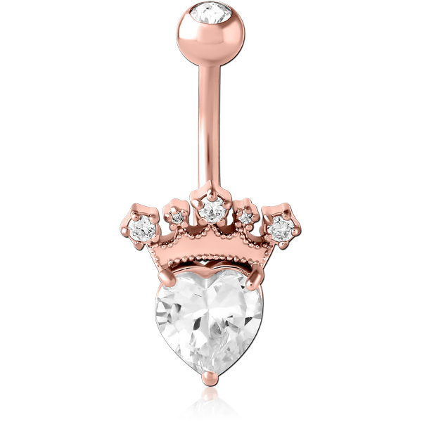 ROSE GOLD PVD COATED DOUBLE JEWELLED NAVEL BANANA