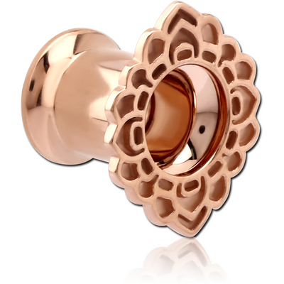 ROSE GOLD PVD COATED STAINLESS STEEL DOUBLE FLARED INTERNALLY THREADED TUNNEL