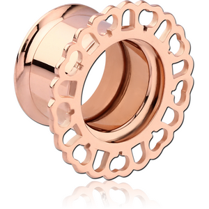 ROSE GOLD PVD COATED STAINLESS STEEL DOUBLE FLARED INTERNALLY THREADED TUNNEL
