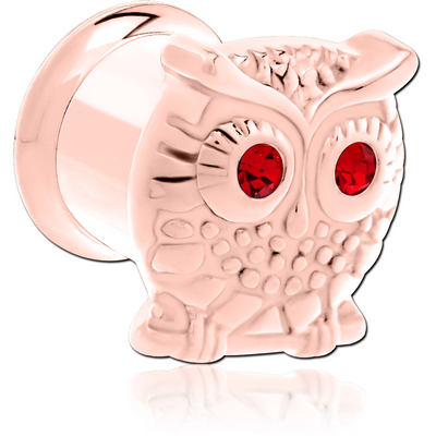 ROSE GOLD PVD COATED STAINLESS STEEL DOUBLE FLARED INTERNALLY THREADED TUNNEL - OWL