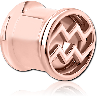 ROSE GOLD PVD COATED STAINLESS STEEL DOUBLE FLARED INTERNALLY THREADED TUNNEL - AQUARIUS