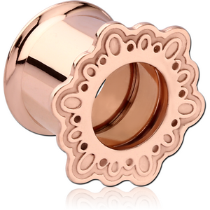 ROSE GOLD PVD COATED STAINLESS STEEL DOUBLE FLARED INTERNALLY THREADED TUNNEL