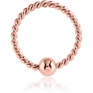 ROSE GOLD PVD COATED SURGICAL STEEL FIXED BEAD RING