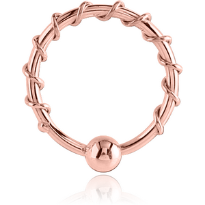 ROSE GOLD PVD COATED SURGICAL STEEL FIXED BEAD RING