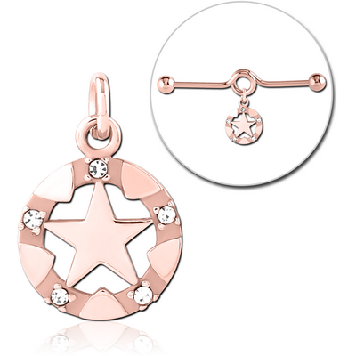 ROSE GOLD PVD COATED SURGICAL STEEL JEWELLED CHARM FOR INDUSTRIAL BARBELL