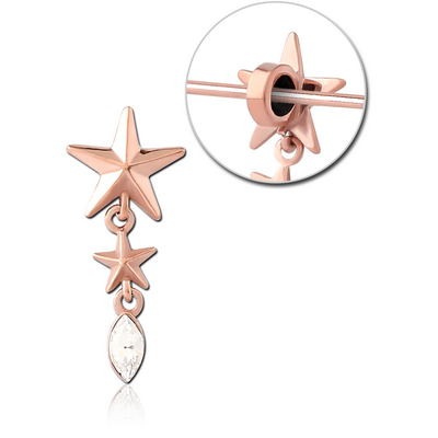 ROSE GOLD PVD COATED SURGICAL STEEL SLIDING JEWELLED CHARM FOR INDUSTRIAL BARBELL