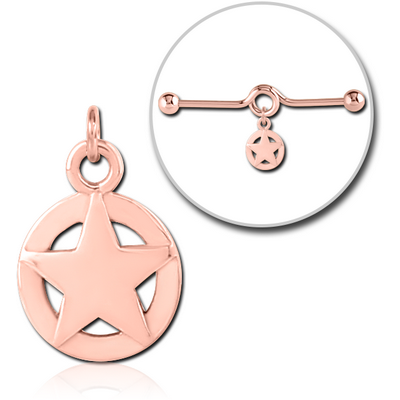 ROSE GOLD PVD COATED SURGICAL STEEL CHARM FOR INDUSTRIAL BARBELL