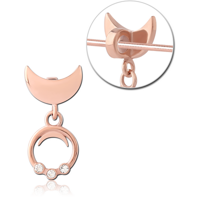 ROSE GOLD PVD COATED SURGICAL STEEL SLIDING JEWELLED CHARM FOR INDUSTRIAL BARBELL