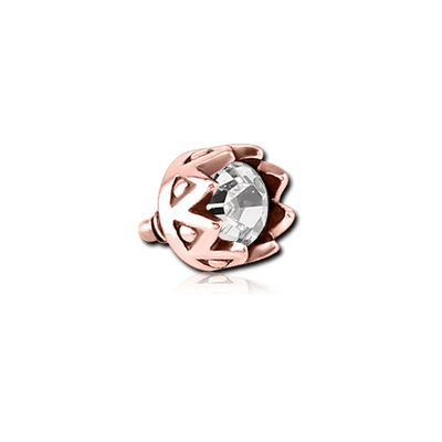 ROSE GOLD PVD COATED SURGICAL STEEL JEWELLED ATTACHMENT FOR 1.6MM INTERNALLY THREADED PINS