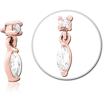 ROSE GOLD PVD COATED SURGICAL STEEL JEWELLED MICRO ATTACHMENT FOR 1.6MM INTERNALLY THREADED PINS
