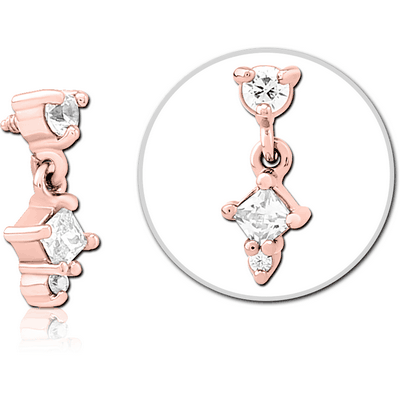 ROSE GOLD PVD COATED SURGICAL STEEL JEWELLED MICRO ATTACHMENT FOR 1.6MM INTERNALLY THREADED PINS