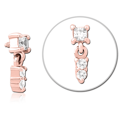 ROSE GOLD PVD COATED SURGICAL STEEL JEWELLED MICRO ATTACHMENT FOR 1.6MM INTERNALLY THREADED PINS