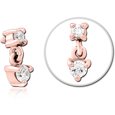 ROSE GOLD PVD COATED SURGICAL STEEL JEWELLED MICRO ATTACHMENT FOR 1.6MM INTERNALLY THREADED PINS