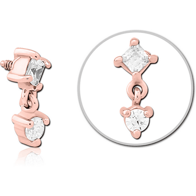 ROSE GOLD PVD COATED SURGICAL STEEL JEWELLED MICRO ATTACHMENT FOR 1.6MM INTERNALLY THREADED PINS