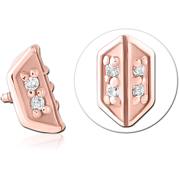 ROSE GOLD PVD COATED SURGICAL STEEL JEWELLED ATTACHMENT FOR 1.6MM INTERNALLY THREADED PINS